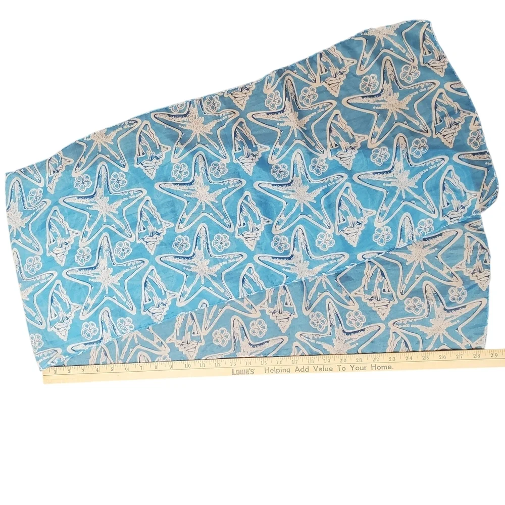 Coastal Blue and White Starfish Scarf. 56